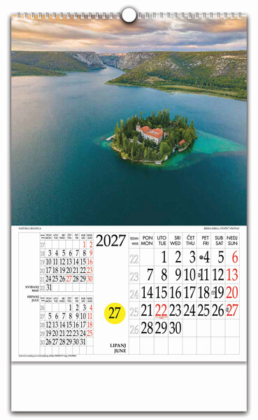 Zidni kalendar s rotacijskim krugom – Natura Croatica