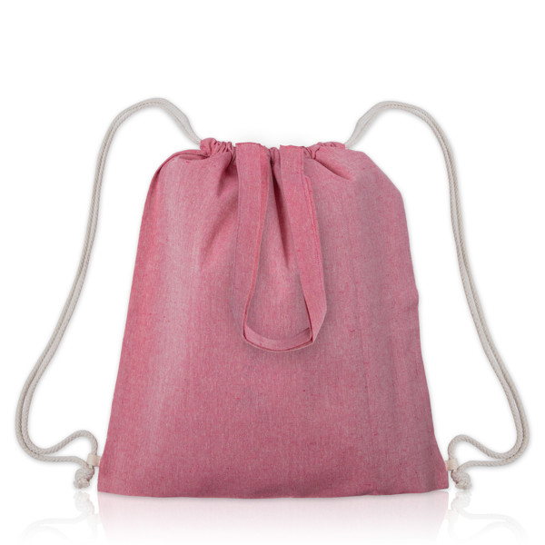 Saco Mochila, Asas Longas Algodão Reciclado - Rosa