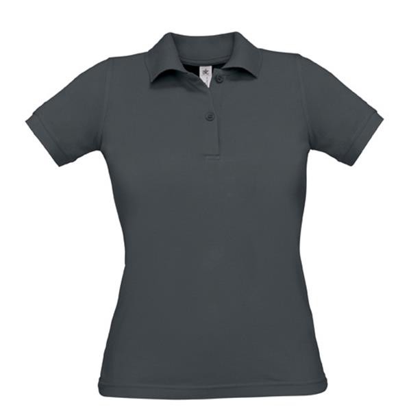 Polo B&C Safran Pure Women 180G - 100% Algodão (Investindo Em Better Cotton) - Cinza Escuro / XS