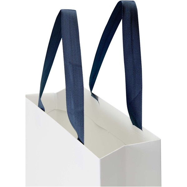 Smartfold 210 g/m² paper bag with ribbon handles and gloss lamination -  24 x 10 x 32 cm - Blue