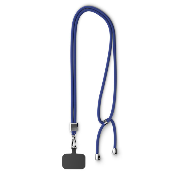 Crossbody, trendy 2-tone cord phone holder made of recycled polyester (rPET) - Dark Azure Blue / Silver accessories