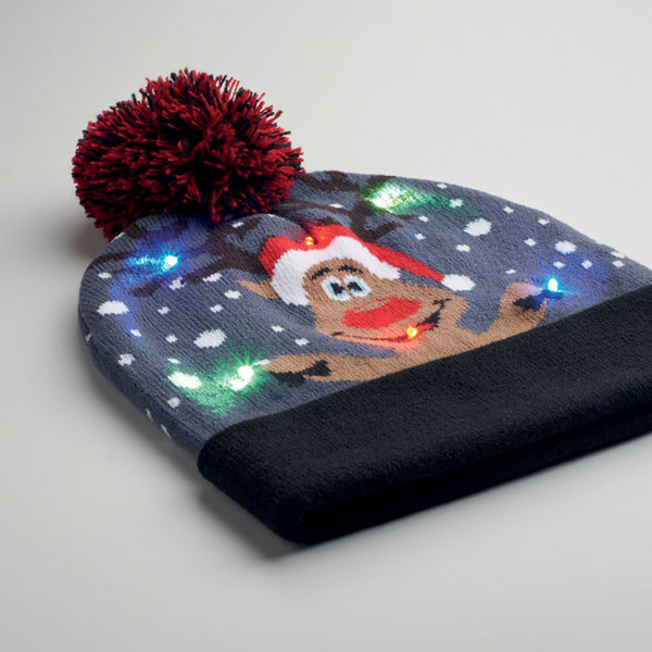 Christmas knitted beanie LED Shimas Light - Blue