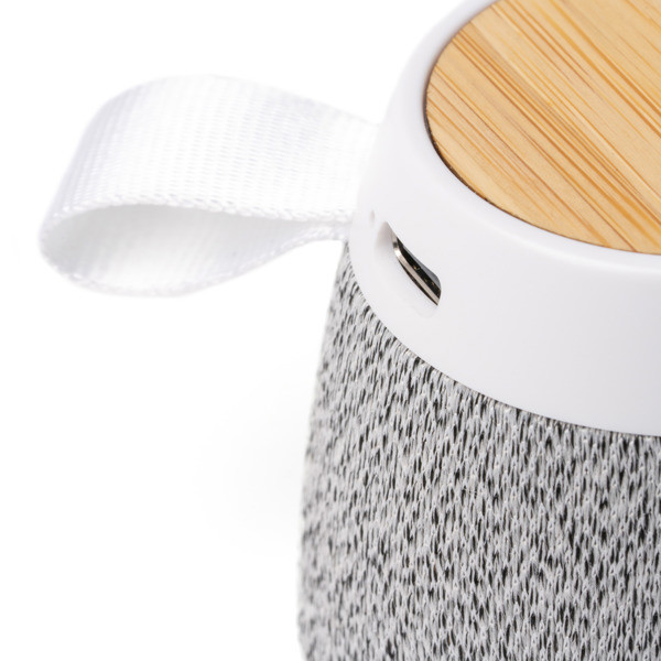 Altavoz inalámbrico personalizado de bambú y RPET 5W con anillo magnético soporte smartphone