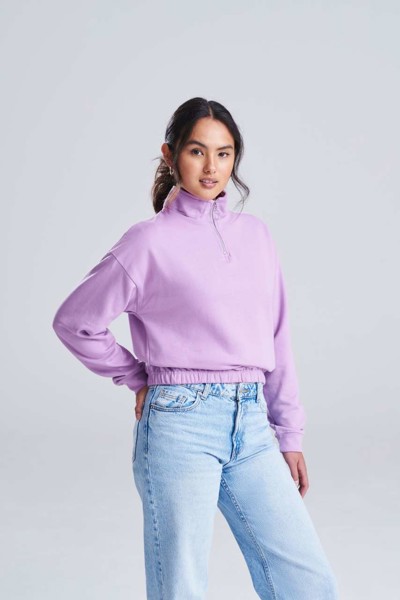 Women's Cropped 1/4 Zip Sweat - Arctic White / XXS