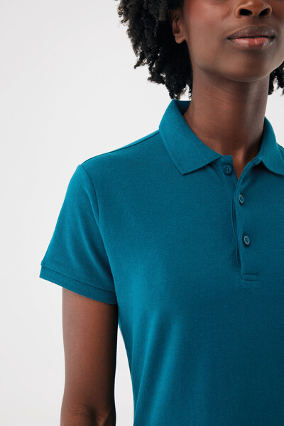 Dámské polo tričko IQONIQ Yosemite z recykl. bavlny - Dark Teal / XXS