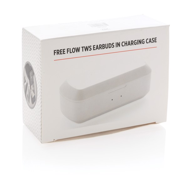 Free Flow TWS earbuds in charging case - White