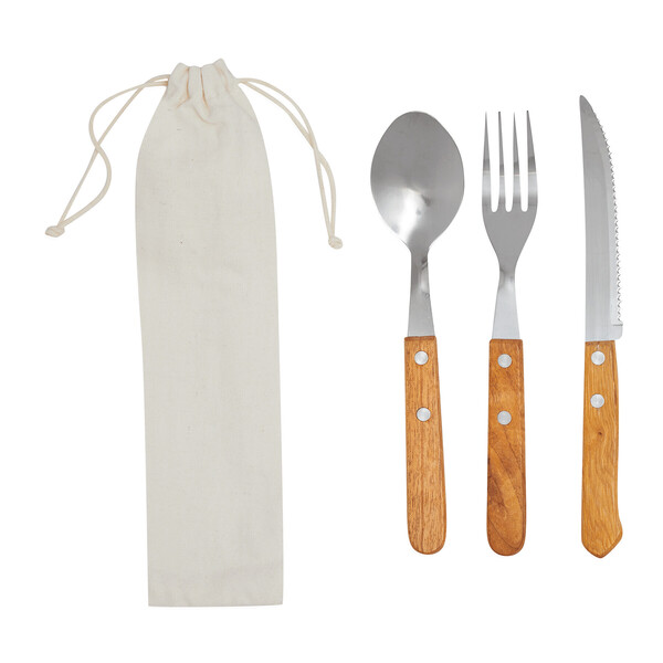 Cutlery set, in a small cotton bag ECO TRIP
