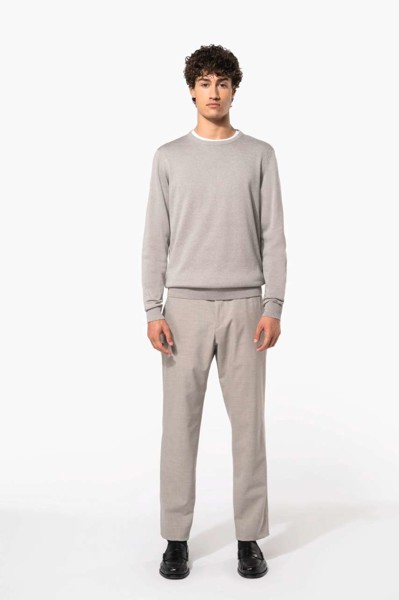 Men's Crew Neck Jumper - Grey Melange / 2XL