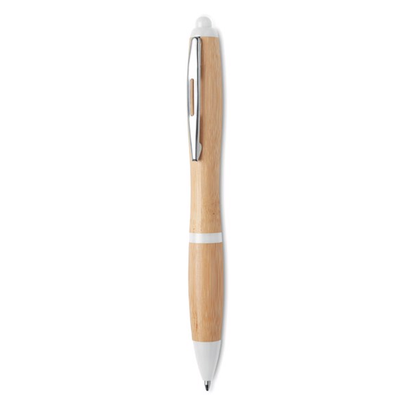 Ball pen in ABS and bamboo Rio Bamboo - White