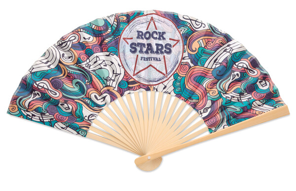 Full colour bamboo hand fan - Full colour