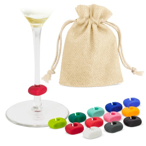SET 12 SILICONE GLASS MARKERS "SAZUL"