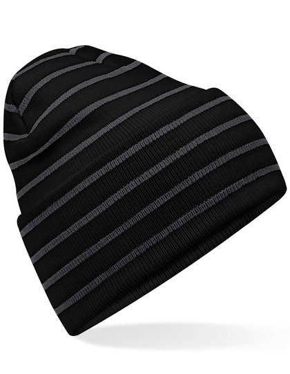 Original Deep Cuffed Striped Beanie - Black / Graphite Grey / One Size