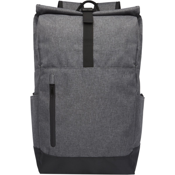 Libra 15,6" GRS recycelter Rolltop Laptop-Rucksack 12L - heather grau / schwarz