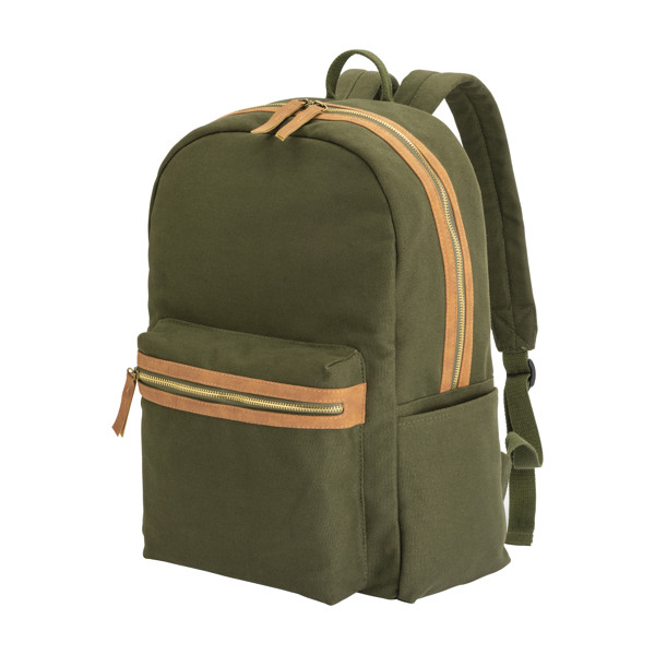 Recycled Canvas Backpack With Padded Notebook Compartment - Dark Green