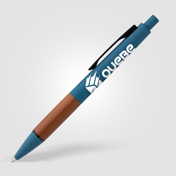 Tide Recycled Plastic Wood Grip Pen - Steel Blue / Silkscreen