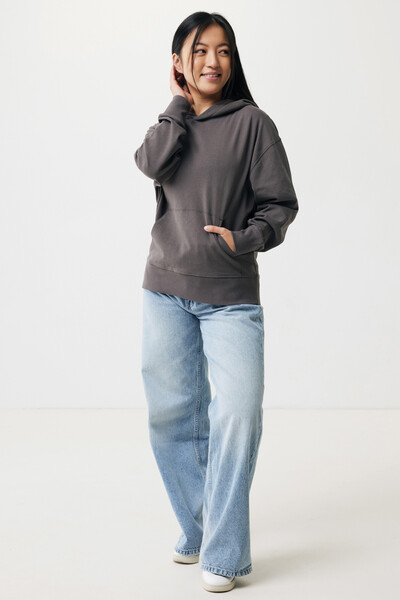 Mikina s kapucí Iqoniq Yoho relaxed fit z recykl. bavlny - Antracitová / XXXL
