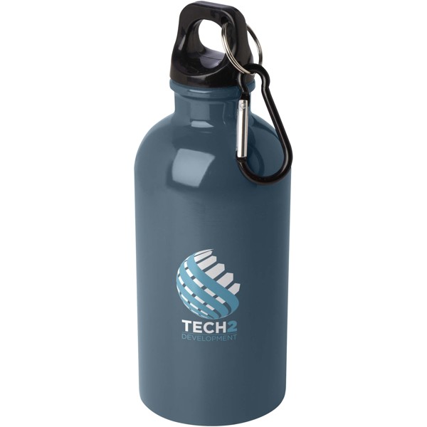 Bouteille d'eau Oregon de 400 ml simple paroi en acier recyclé certifié RCS avec mousqueton - Bleu hale