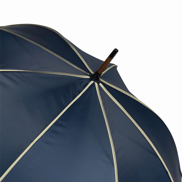 Automatic Wooden Stick Umbrella Waltz - Beige / Navy Blue