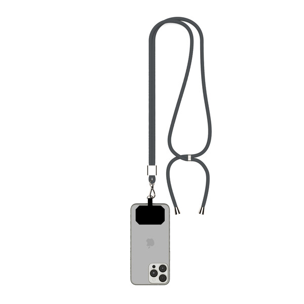 Dvoubarevný držák telefonu Crossbody z materiálu recyklovaný polyester (rPET) - Uhlově šedá / Stříbrná příslušenství