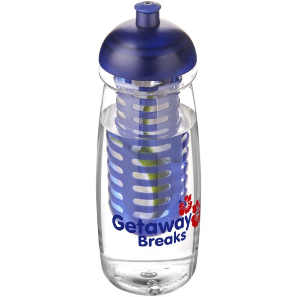 Sportovní láhev s infuzérem a kupolovitýmvíčkem H2O Pulse® 600 ml - Průhledná / Modrá