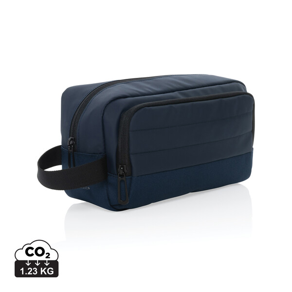 Trousse de toilette en rPET AWARE™ Armond - Bleu Marine