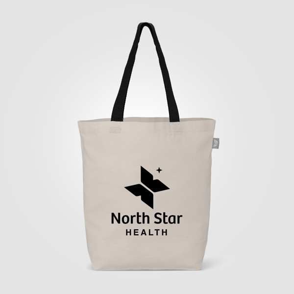 Tonga Recycled 5 oz Cotton Coloured Handle Shopping Tote Bag - 11L - Black / Heat transfer