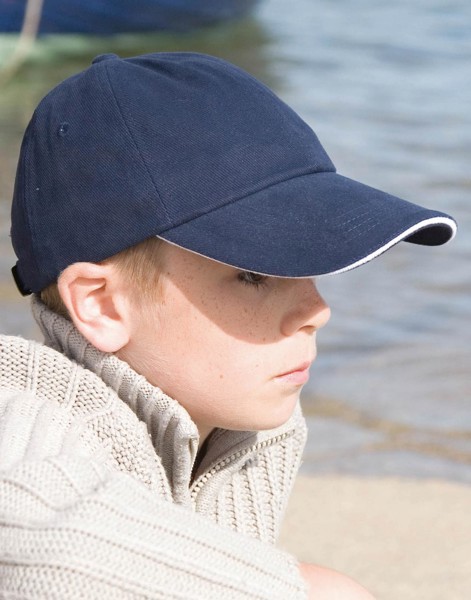 Junior Brushed Cotton Cap - Black / Red / ONE SIZE