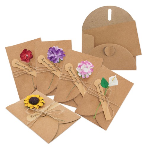 VINTAGE DRIED FLOWERS CARDS (PACK OF 10)