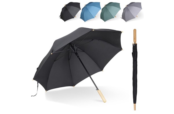Stick umbrella 25” R-PET straight handle auto open - Grey
