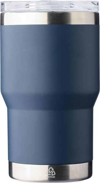 Recycled stainless steel double-walled travel mug (350 ml) Ayen - Grey
