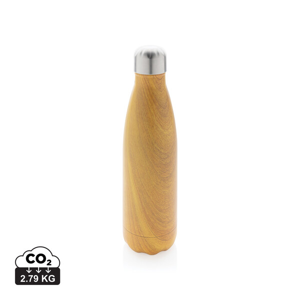 Bouteille isotherme en acier avec effet bois - Jaune