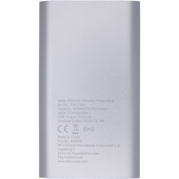 Juice 4000mAh trådløs powerbank - Sølv
