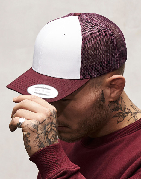 Retro Trucker Colored Front - Red / White / Red / ONE SIZE