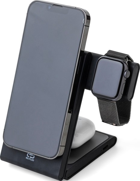 Recycled ABS 3-in-1 magnetic wireless charger Valerio