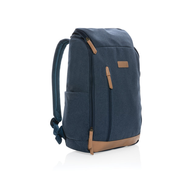 Impact AWARE™ 16 oz. recycled canvas 15" laptop backpack - Blue