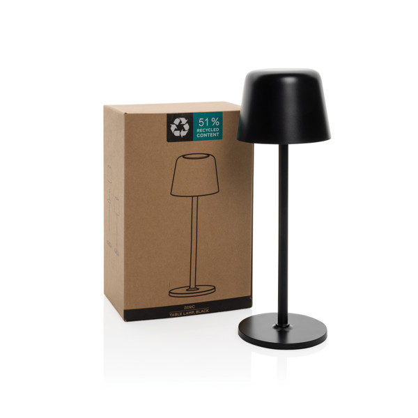 USB dobíjateľná stolná lampa Zenic z RCS recykl. plastu - Čierna