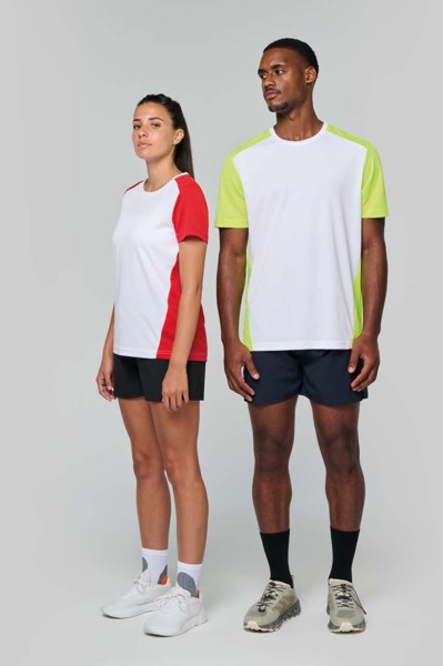 ŽENSKA EKOLOŠKI PRIHVATLJIVA DVOBOJNA SPORTSKA MAJICA - Bijela / Crna / XL