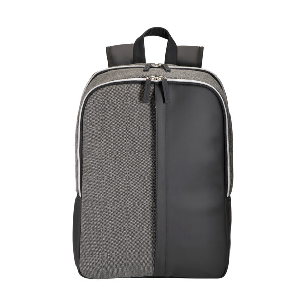 Laptop Backpack In Eco-Leather And Polycotton - Grey / Black