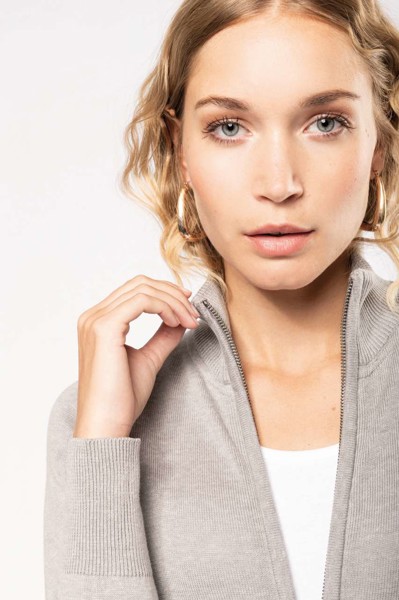 Ladies' Full Zip  Cardigan - Grey Melange / 2XL