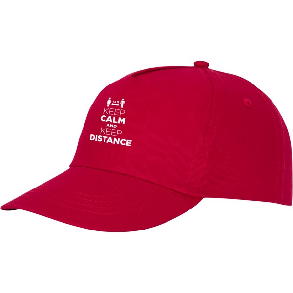 Boné de algodão 5 painéis com reforço e fecho aderente de 175 g/m² Feniks - Vermelho