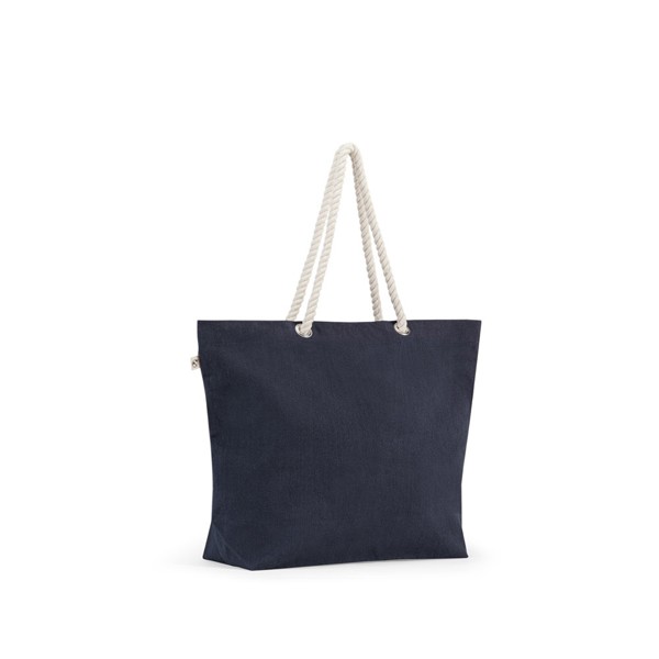 ATHENS. Bolsa de playa en algodón reciclado (70%) y poliéster reciclado (30%) (220 g/m²) - Azul