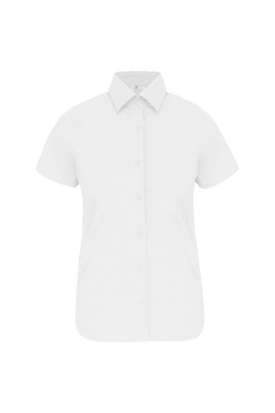 Ladies' Short-Sleeved Cotton/Elastane Shirt - White / 2XL