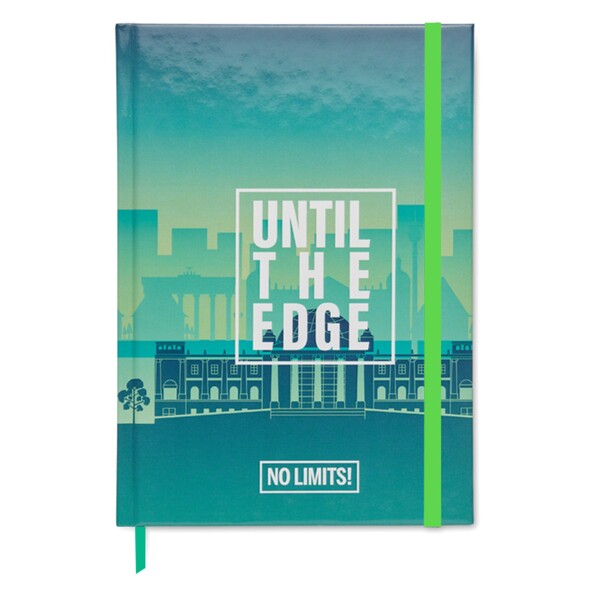 A5 paper hard cover notebook with your design printed sheets - Pale Green / Fluorescent Green