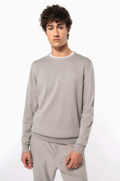 Men's Crew Neck Jumper - Grey Melange / 2XL