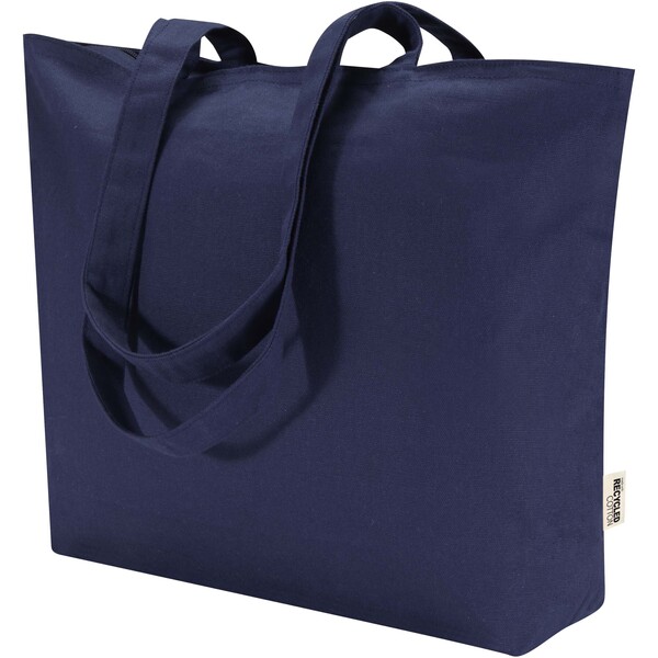 Ningbo 320 g/m² zippered cotton tote bag 15L - Navy