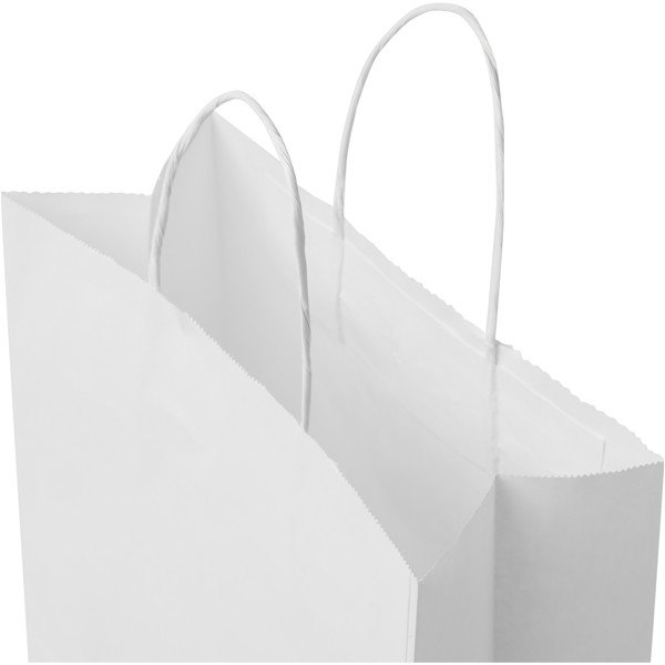 Sac en papier Kraft 80 g/m² avec poignées torsadées, taille moyenne - Blanc