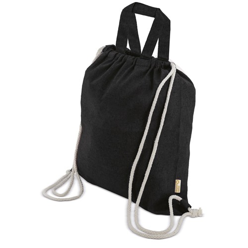 SAC À DOS EN COTON RECYCLÉ “AGRA” - Noir / Noir