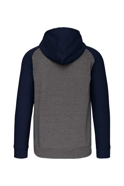Unisex Two-Tone Zipped Hooded Fleece Jacket - Grey Heather / Sporty Navy / 2XL