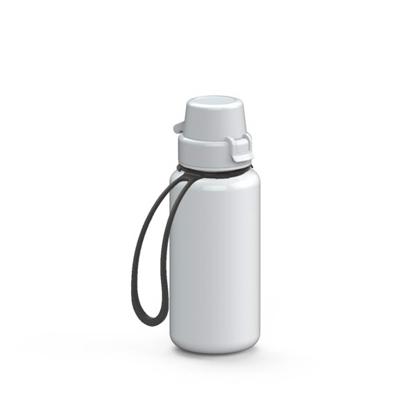 Drink Bottle "School" Clear-Transparent Incl. Strap, 0.4 L - White / White