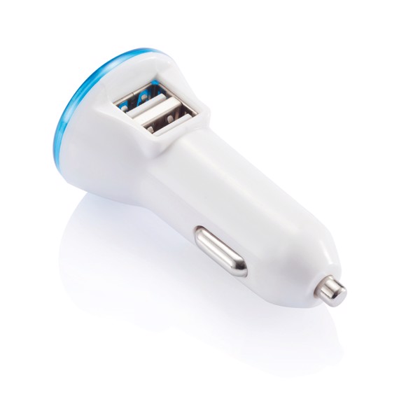 Double chargeur allume-cigare USB 2.1A - Bleu / Blanc